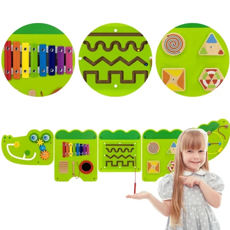 VIGA tablica manipulacyjna Krokodyl FSC Montessori dla dzieci - zabawki-dla-dziewczynki