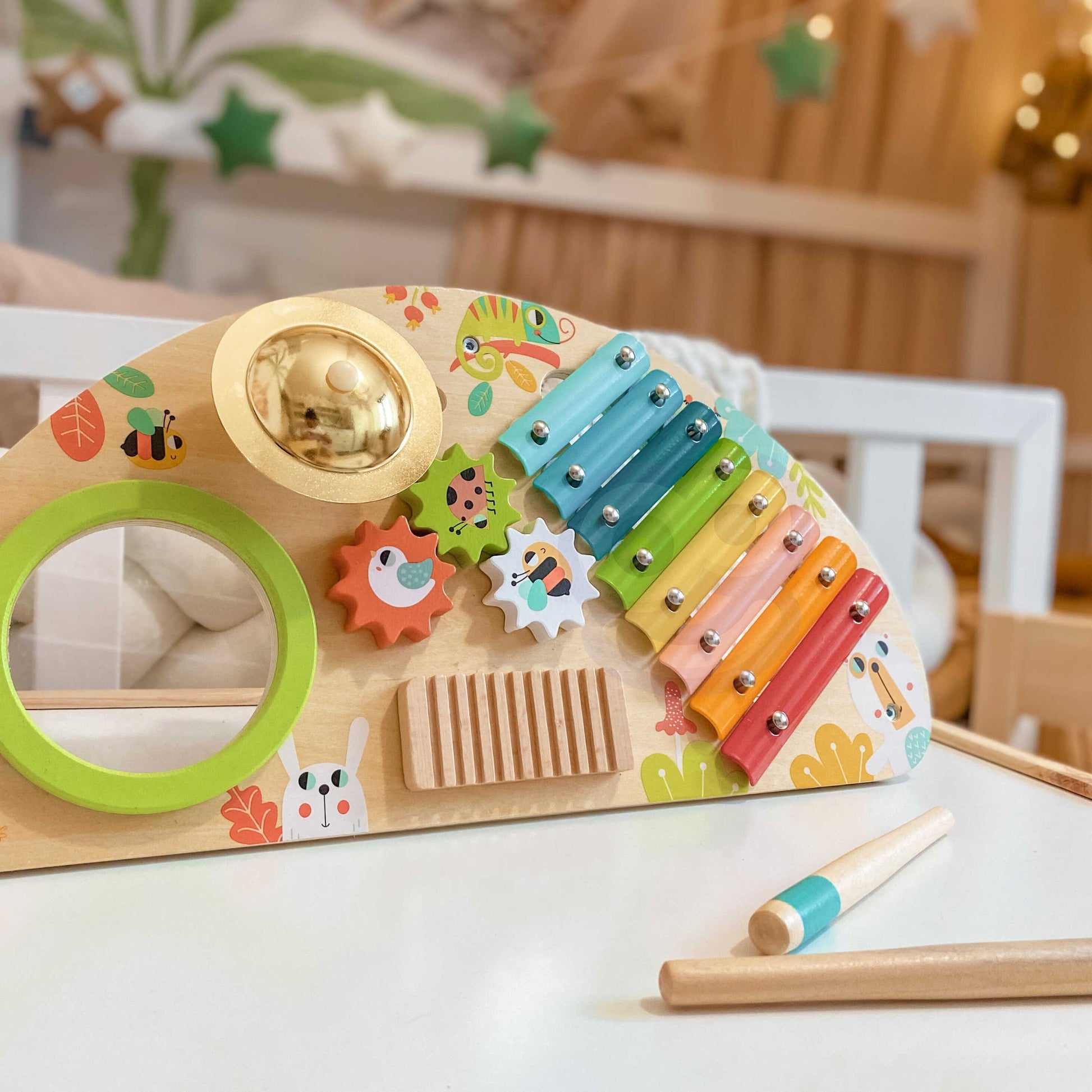 2-TOOKY TOY Wielofunkcyjny Instrument Centrum Muzyczne Ksylofon Zębatki Tarka Bębenek Talerz Pałeczki-2