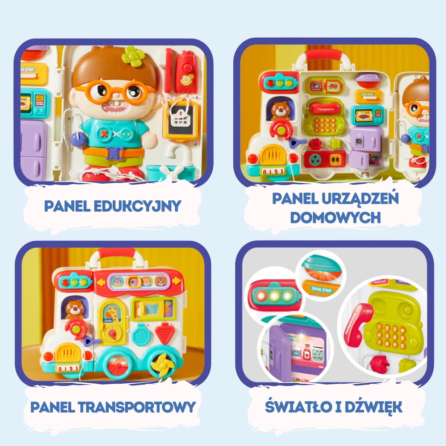 4-WOOPIE BABY Interaktywna Tablica Manipulacyjna Busy Car Walizka 3w1 Dźwięk Światło-4