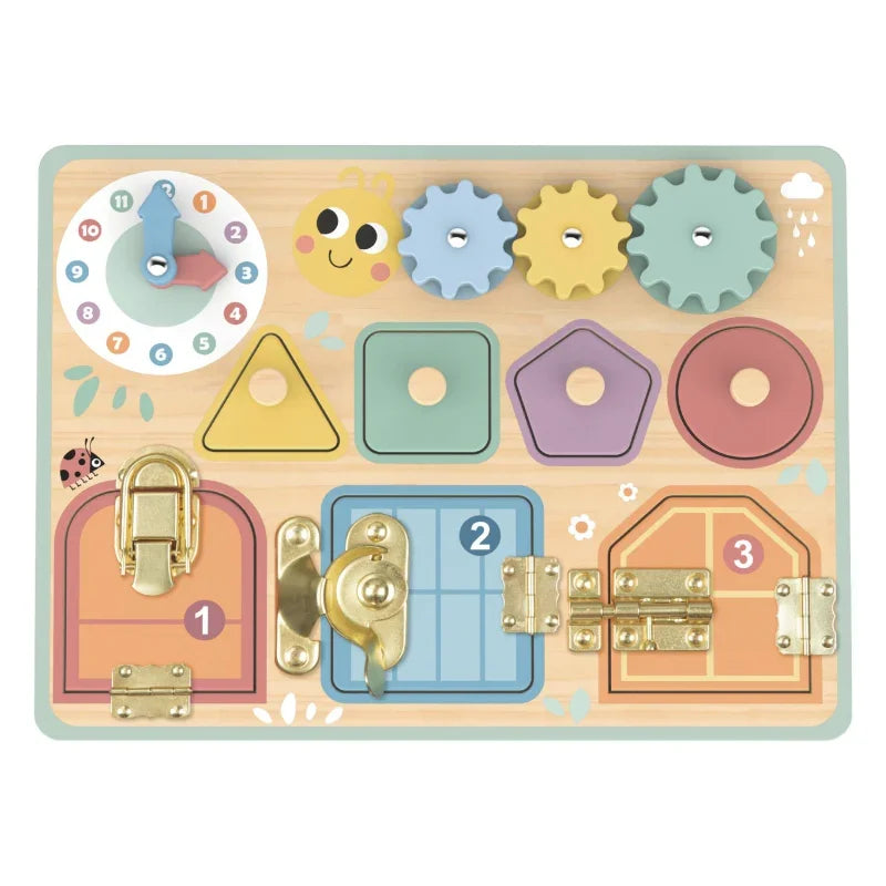 7-TOOKY TOY Tablica Manipulacyjna Zamki Zębatki Sorter Zegar-7