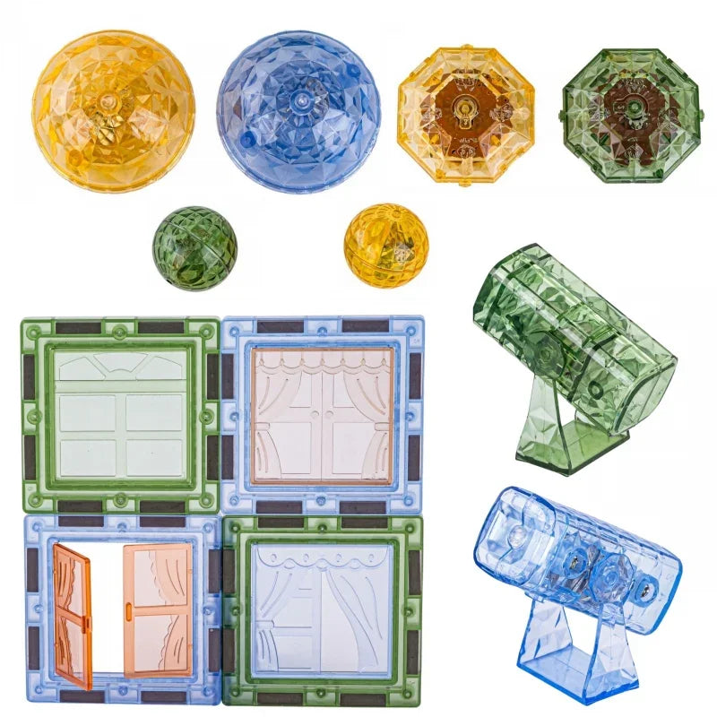 WOOPIE Klocki Magnetyczne Konstrukcyjne Świecące 3D Świat Zwierząt 124el. - zabawki-dla-dziewczynki