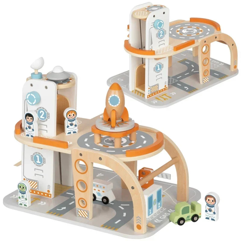 TOOKY TOY Kosmiczna stacja parkingowa drewniana - zabawki-dla-dziewczynki