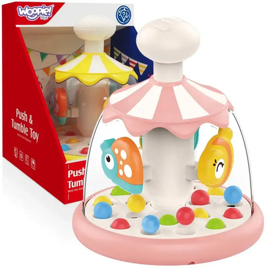 WOOPIE BABY Kolorowe Zwierzątka Różowy Bączek z Kulkami Karuzela - zabawki-dla-dziewczynki