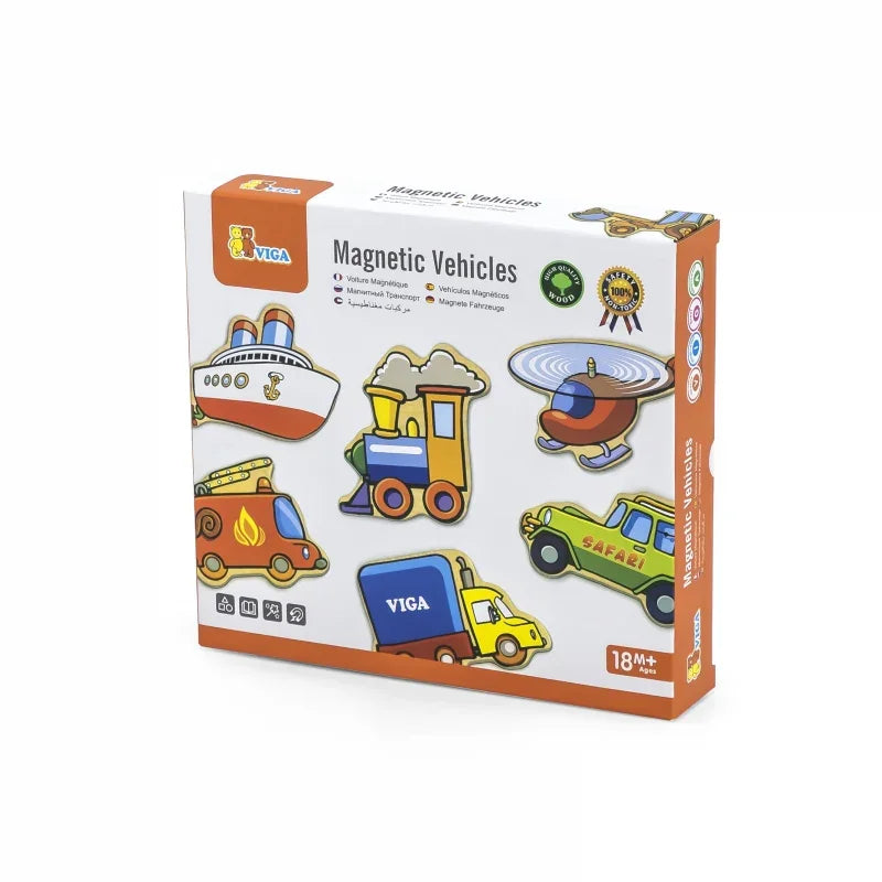 VIGA Drewniane magnesy pojazdy zestaw - zabawki-dla-dziewczynki