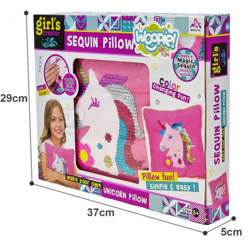 WOOPIE ART&FUN Zestaw Kreatywny Poduszka do Ozdobienia Jednorożec - zabawki-dla-dziewczynki
