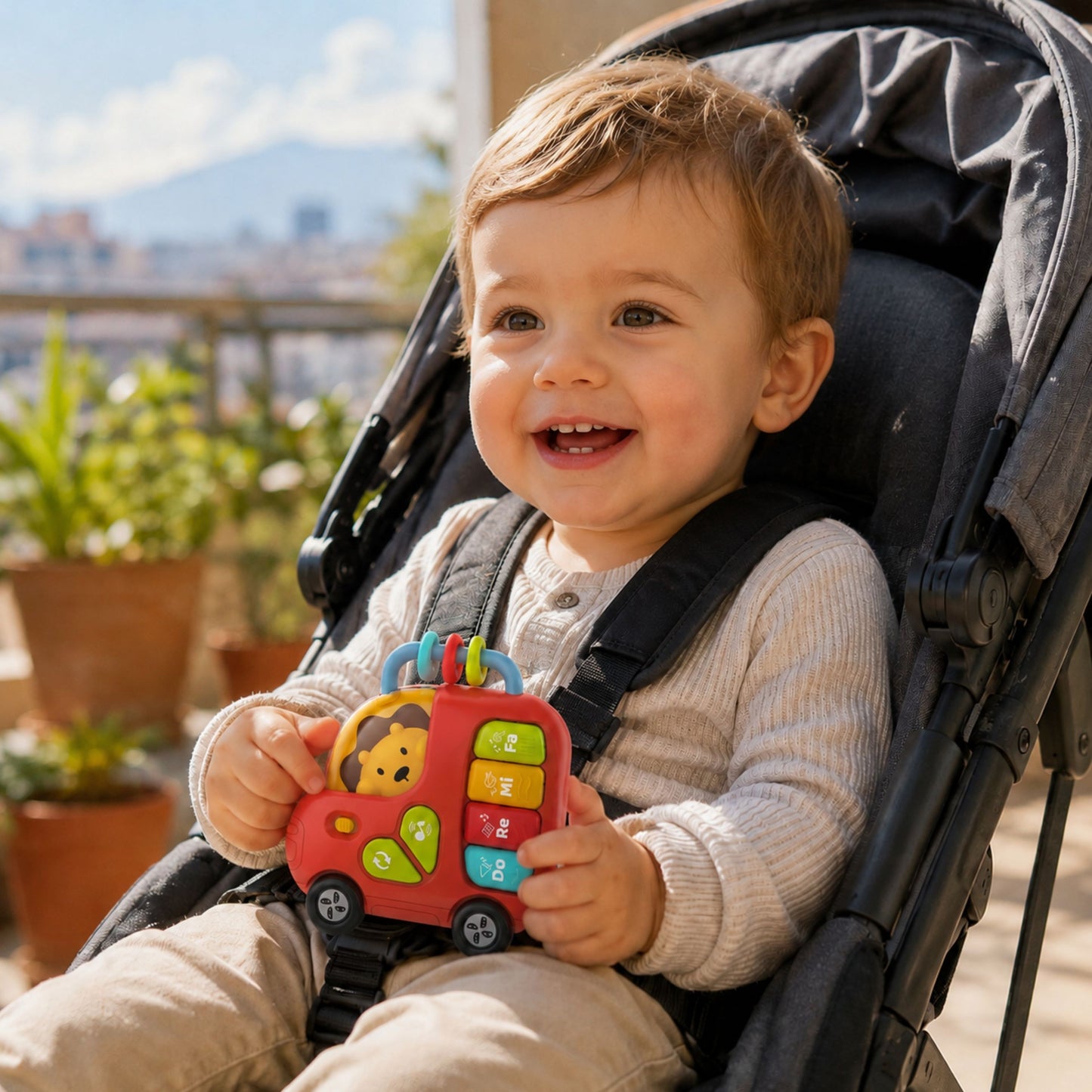 3-WOOPIE BABY Pianinko Interaktywne Autobus Lew Muzyczne Organki Dźwięki Światła 18m-3