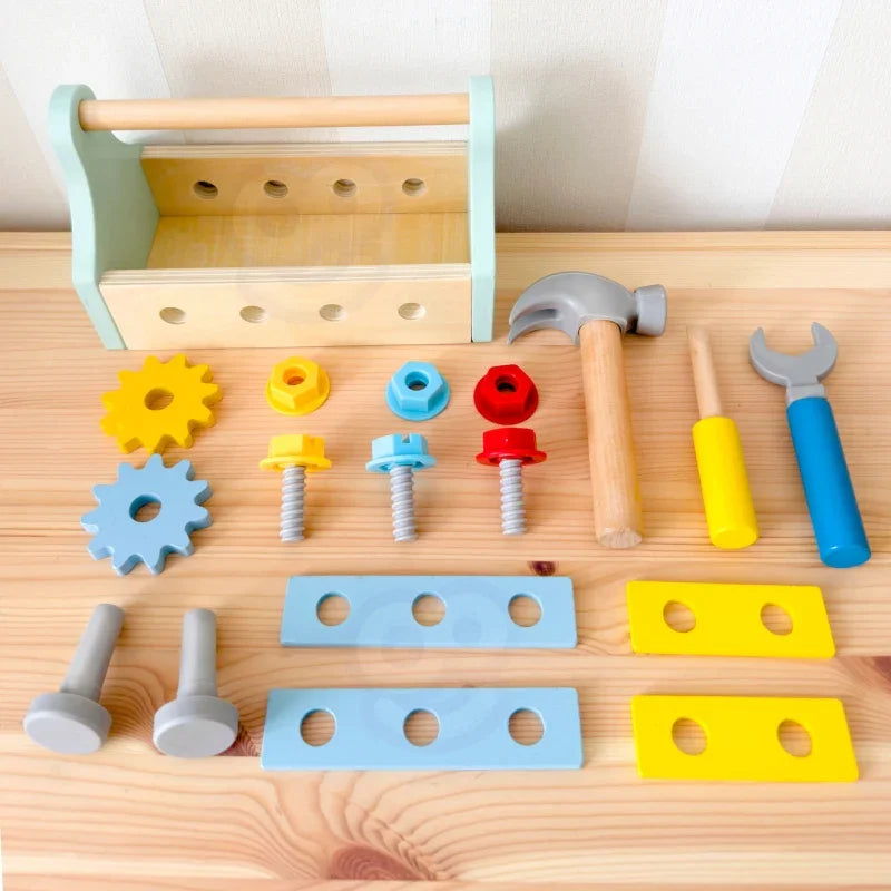 TOOKY TOY Drewniana Skrzynka z Narzędziami Zestaw 18 el. - zabawki-dla-dziewczynki