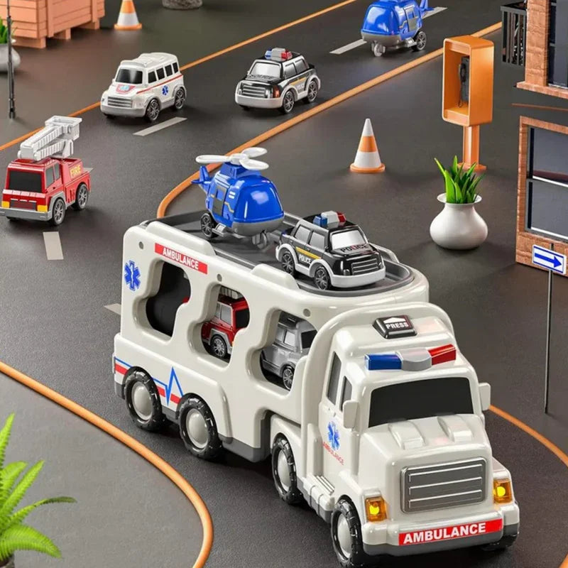 WOOPIE Laweta Drogowa zestaw 5 Aut - Ambulans - zabawki-dla-dziewczynki
