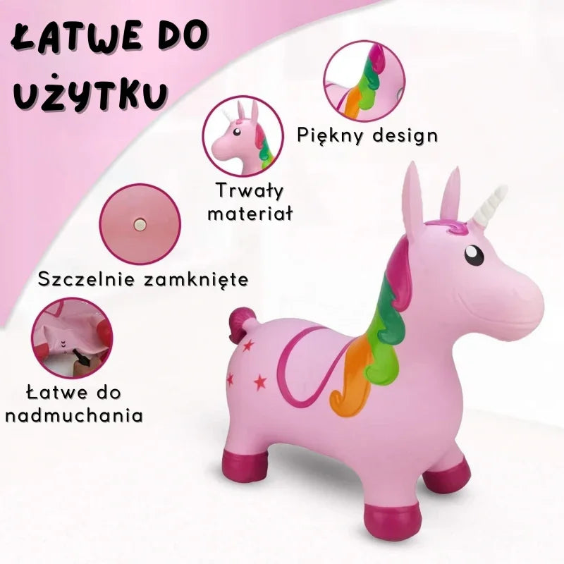 WOOPIE Skoczek Gumowy do Skakania Jednorożec Różowy + Pompka - zabawki-dla-dziewczynki