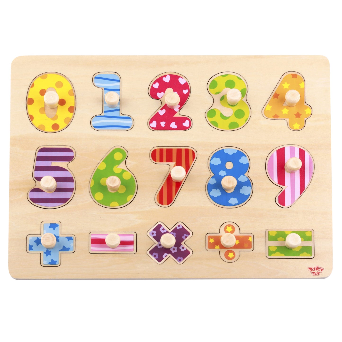 7-TOOKY TOY Drewniane Puzzle Nauka Liczenia Układanka Z Pinezkami Cyferki-7