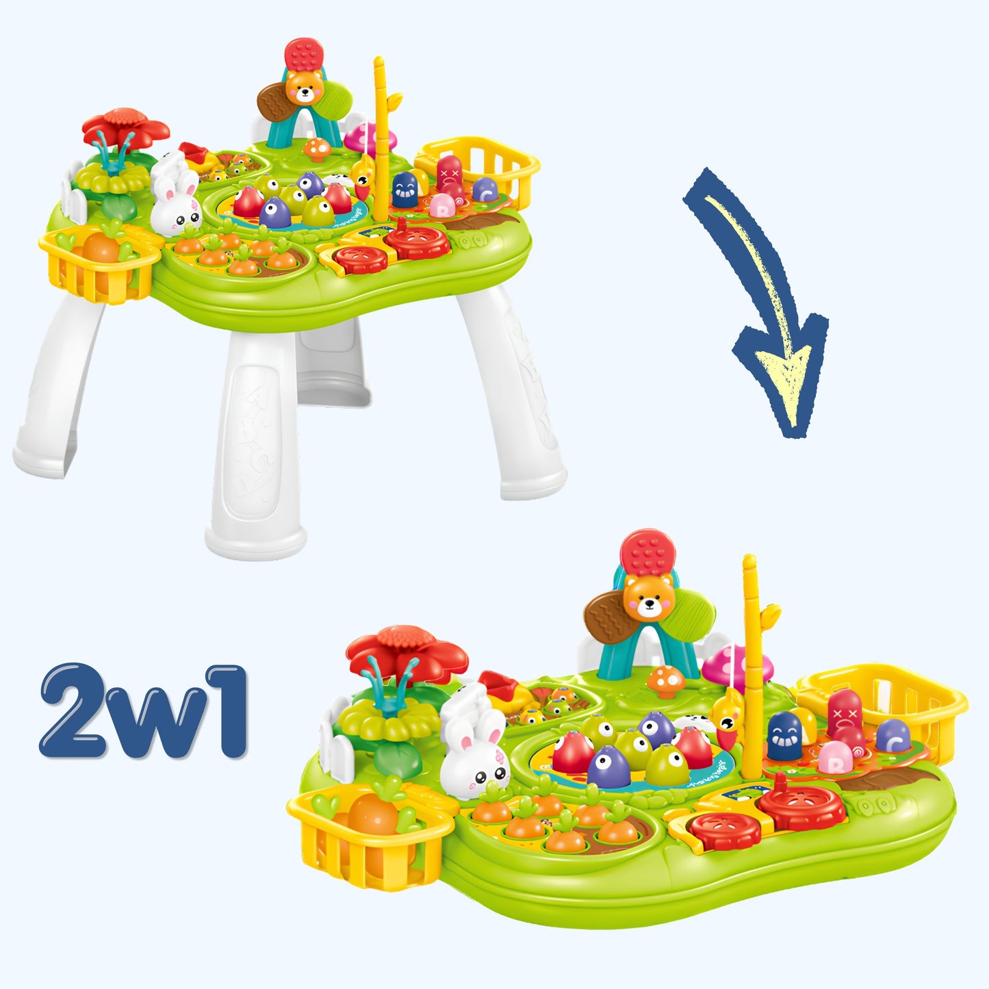 3-WOOPIE BABY Stolik Edukacyjny Interaktywny 2w1 Gra Łowienie Rybek Młotek Sorter Dźwięk Światło-3