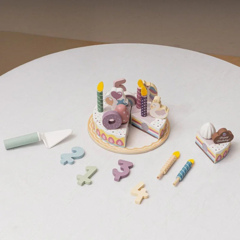 3-TOOKY TOY Drewniany Tort Urodzinowy Krajalny Na Rzepy-3