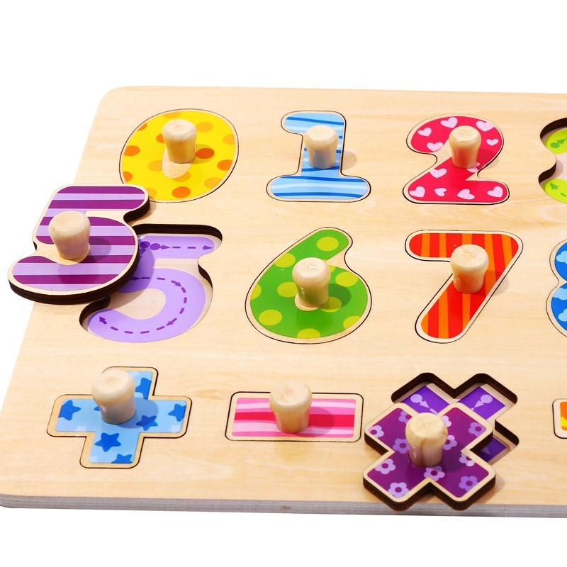 4-TOOKY TOY Drewniane Puzzle Nauka Liczenia Układanka Z Pinezkami Cyferki-4
