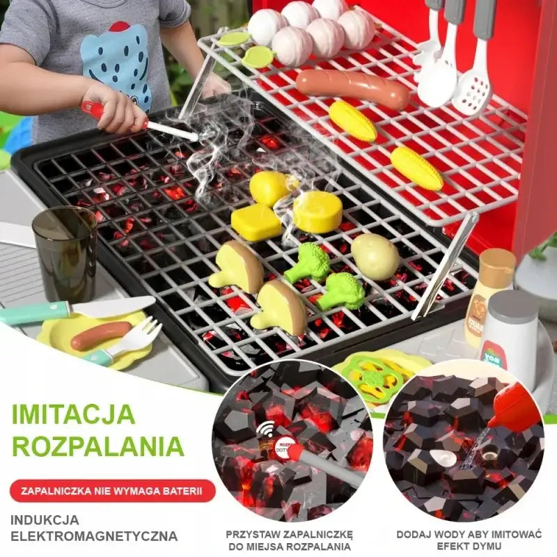 WOOPIE Grill Barbecue Kuchnia Ogrodowa Interaktywna Para LED Zestaw XL 41 el. - zabawki-dla-dziewczynki