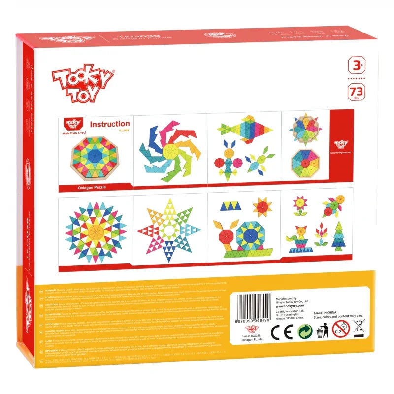TOOKY TOY Puzzle Ośmiokątne Drewniana Mozaika Edukacyjna (73el.) - zabawki-dla-dziewczynki