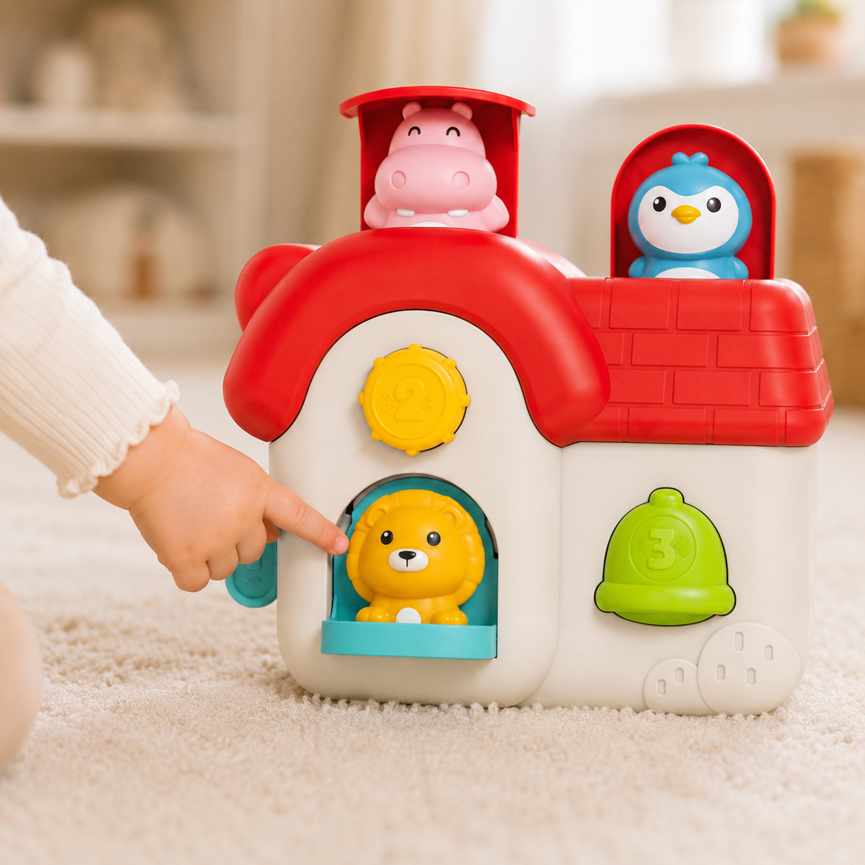 3-WOOPIE BABY Interaktywny Domek Pop-Up Wyskakujące Zwierzątka Zabawka Manipulacyjna 18m+-3