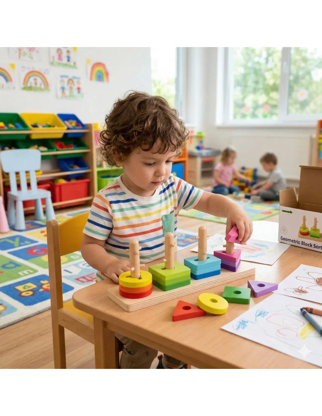 TOOKY TOY sorter kształtów z kolorowymi elementami Montessori