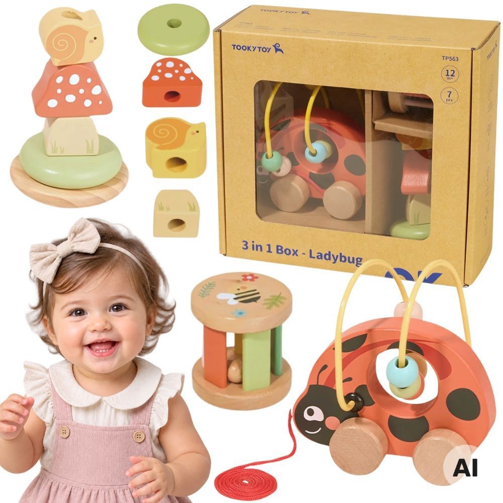 1-TOOKY TOY Zestaw Biedronka do Zabawy Rozwojowej 3w1-1