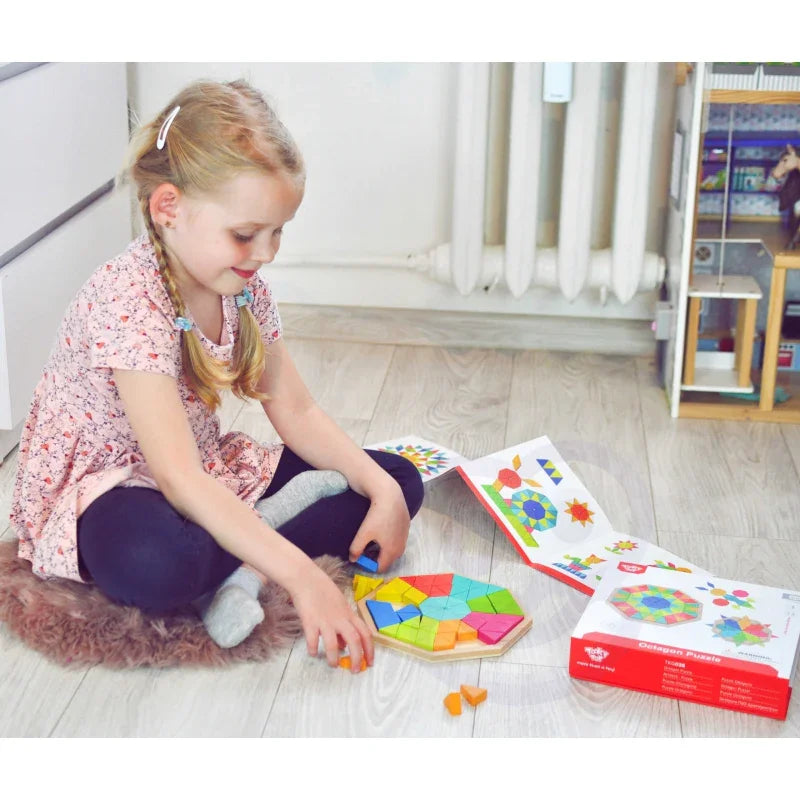 TOOKY TOY Puzzle Ośmiokątne Drewniana Mozaika Edukacyjna (73el.) - zabawki-dla-dziewczynki