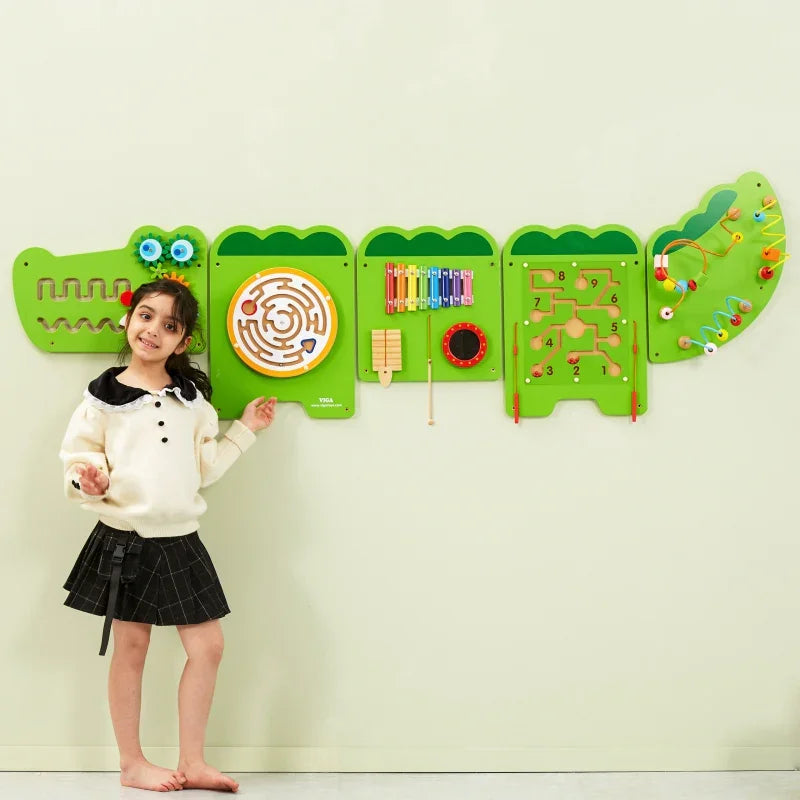 VIGA Tablica Sensoryczna Manipulacyjna Krokodyl Certyfikat FSC Montessori - zabawki-dla-dziewczynki
