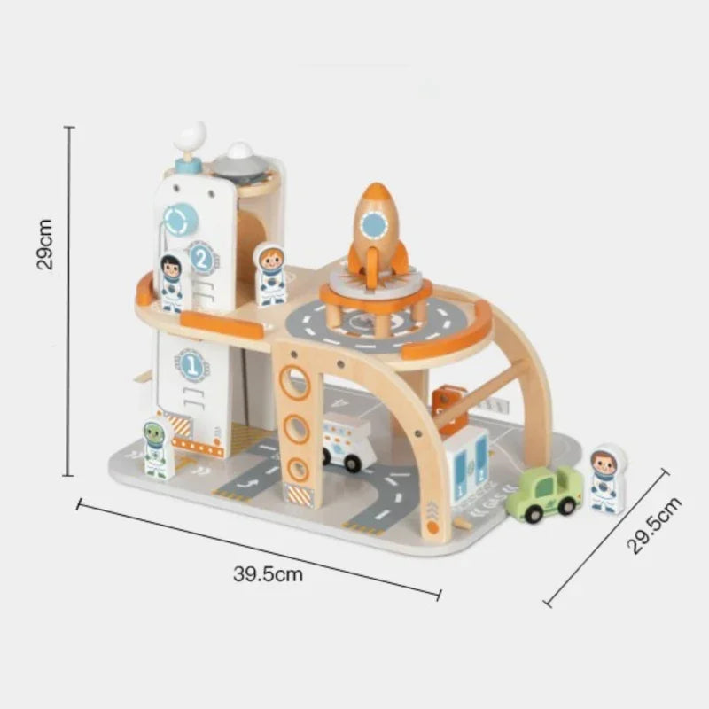 Drewniany zestaw TOOKY TOY kosmiczny parking - zabawki-dla-dziewczynki