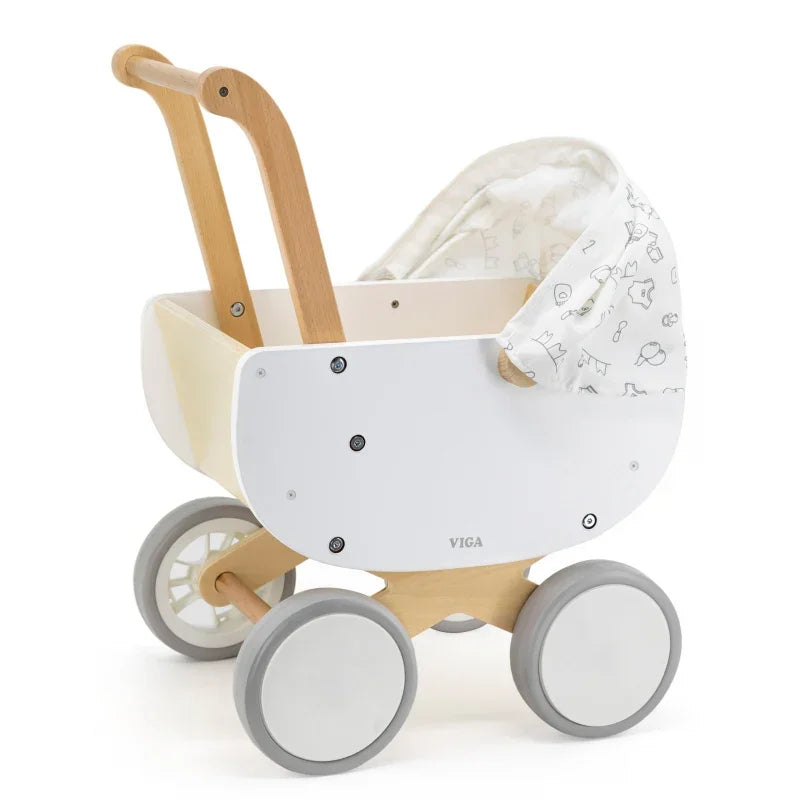VIGA Drewniany Wózek dla Lalek z Gondolą - zabawki-dla-dziewczynki