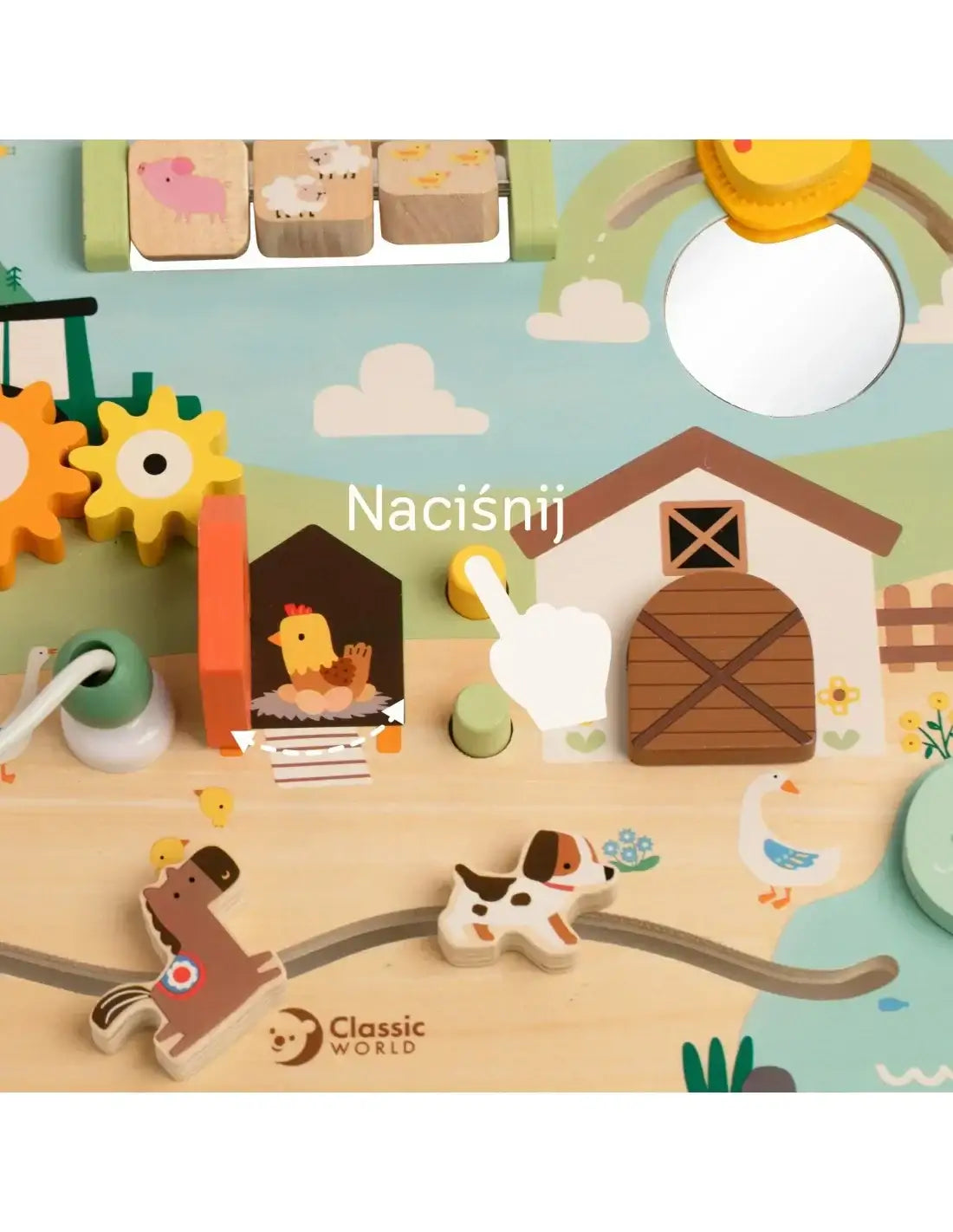 Tablica edukacyjna z farmą CLASSIC WORLD do ćwiczenia motoryki małej - zabawki-dla-dziewczynki