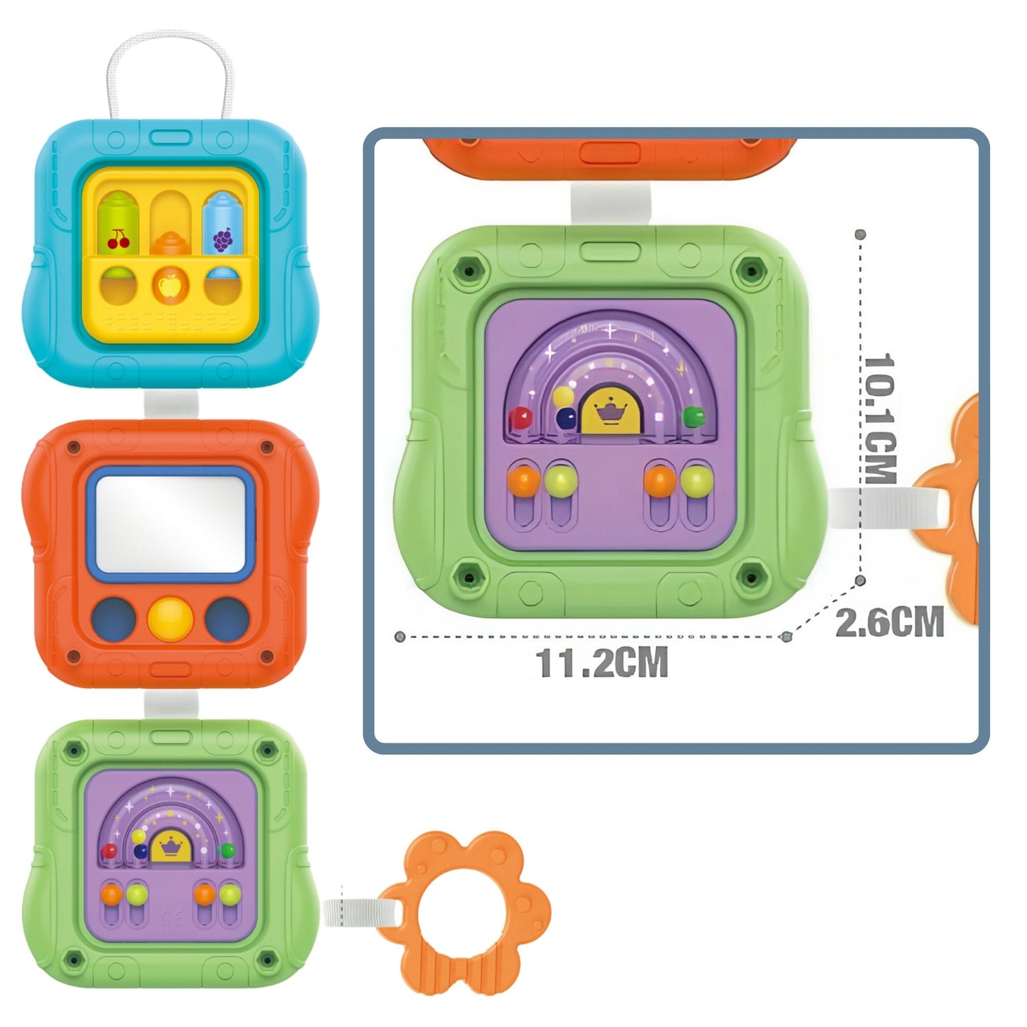 4-WOOPIE BABY Kostka Sensoryczna Manipulacyjna 6w1 Edukacyjna Zabawka Interaktywna-4