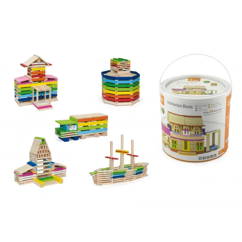 VIGA Drewniane Klocki konstrukcyjne Budynki - zabawki-dla-dziewczynki