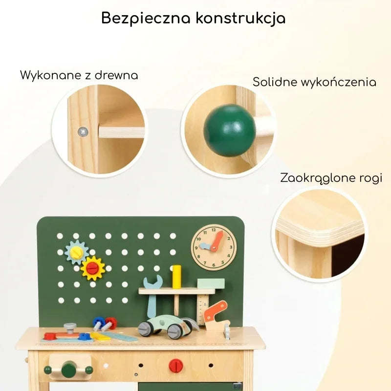 WOOPIE GREEN zestaw warsztat drewniany STEM narzędzia dla dzieci - zabawki-dla-dziewczynki
