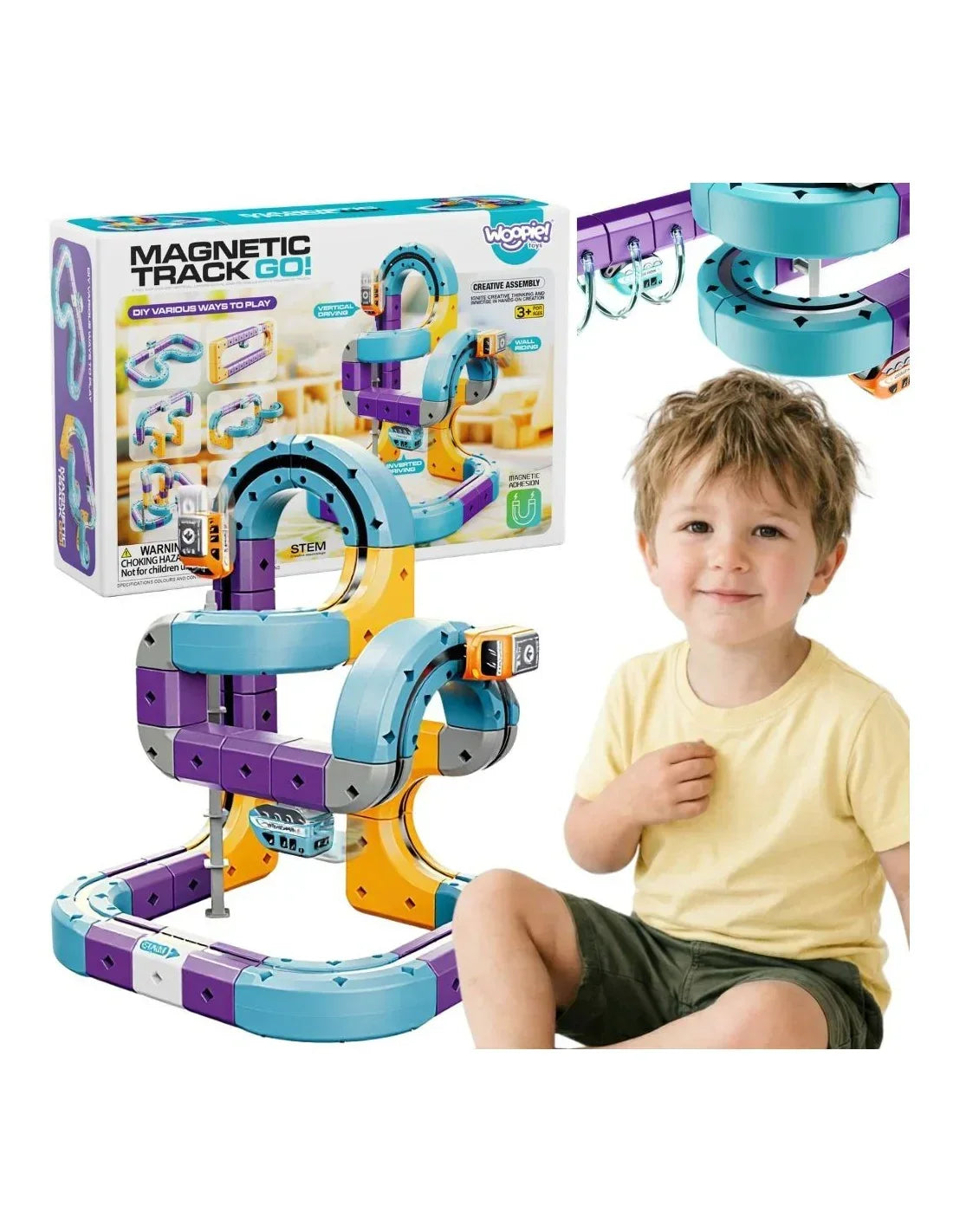 WOOPIE magnetyczny tor kolejowy 54 elementy dla dzieci