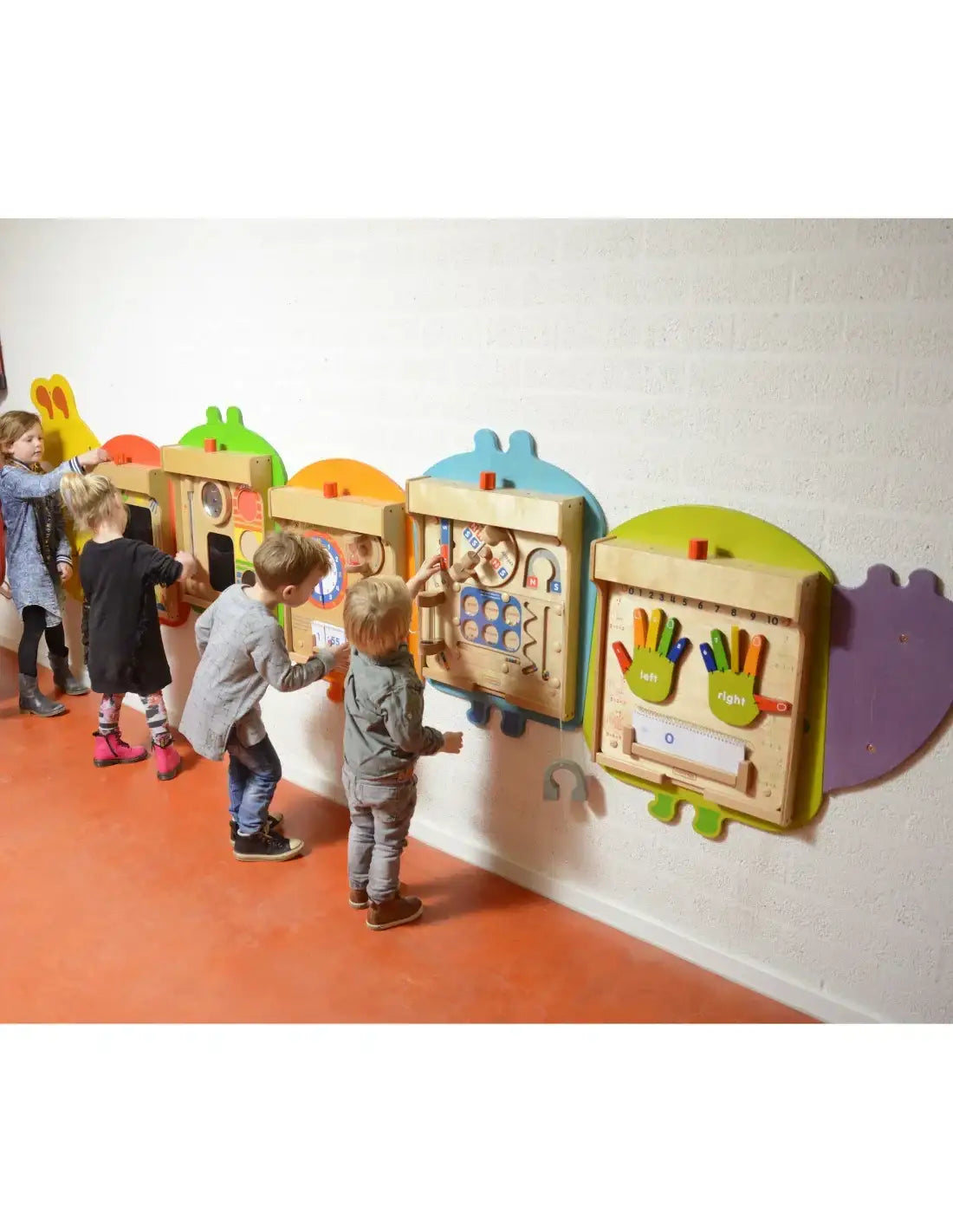 Drewniany moduł Masterkidz Flex bez tablic, kolorowa Gąsienica  - zabawki-dla-dziewczynki