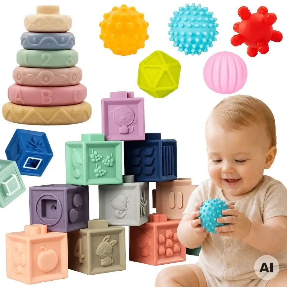 WOOPIE BABY miękkie klocki sensoryczne gryzaki 23 elementy