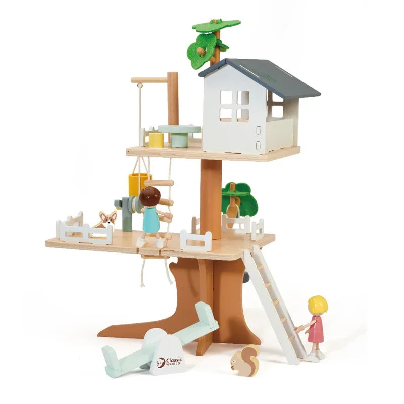 CLASSIC WORLD Drewniany Domek na Drzewie dla Lalek 31 el. - zabawki-dla-dziewczynki