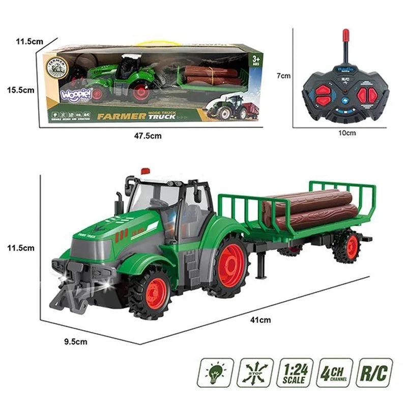 WOOPIE traktor z przyczepą sterowany RC 1:24 edukacyjna zabawka  - zabawki-dla-dziewczynki