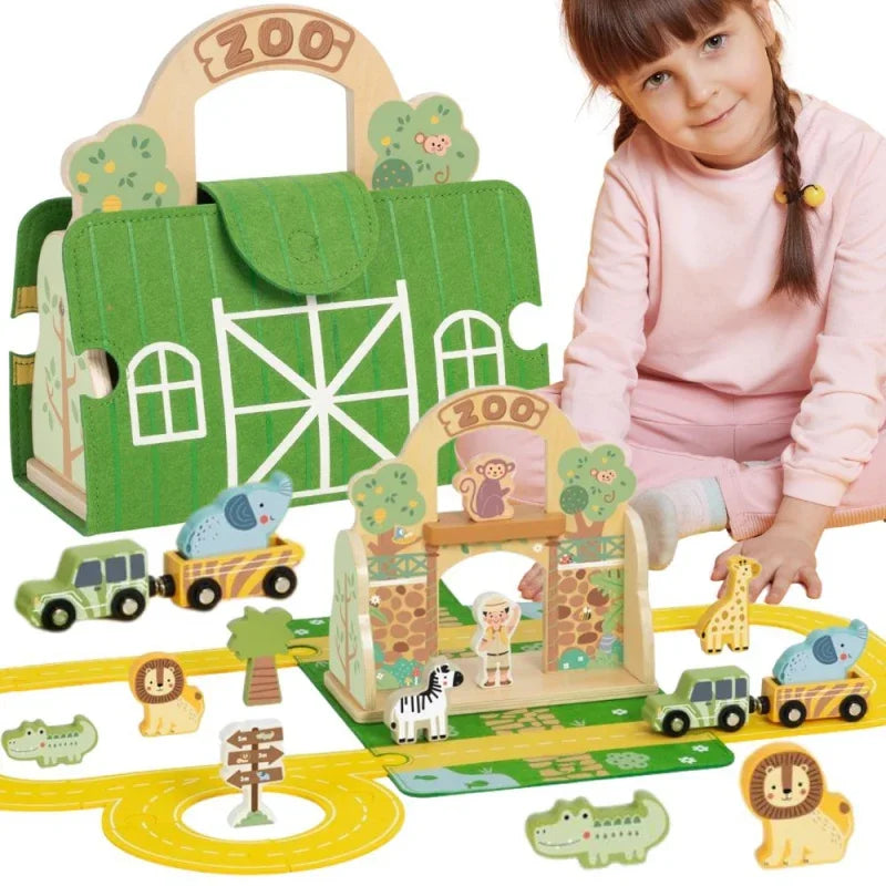1-TOOKY TOY Zestaw Mini ZOO Przenośny Zestaw Torba Zwierzęta-1