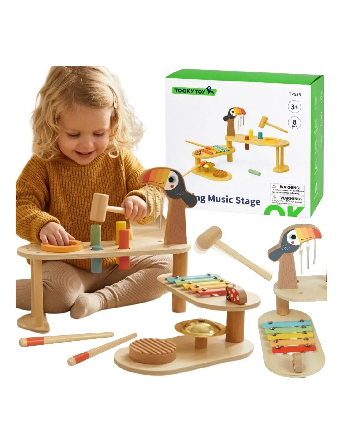 TOOKY TOY edukacyjny stolik muzyczny Tukan dla dzieci – zabawka sensoryczna