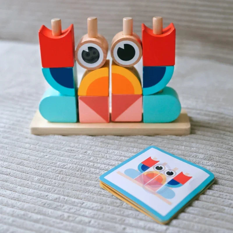 Bloki drewniane TOOKY TOY krab układanka edukacyjna - zabawki-dla-dziewczynki