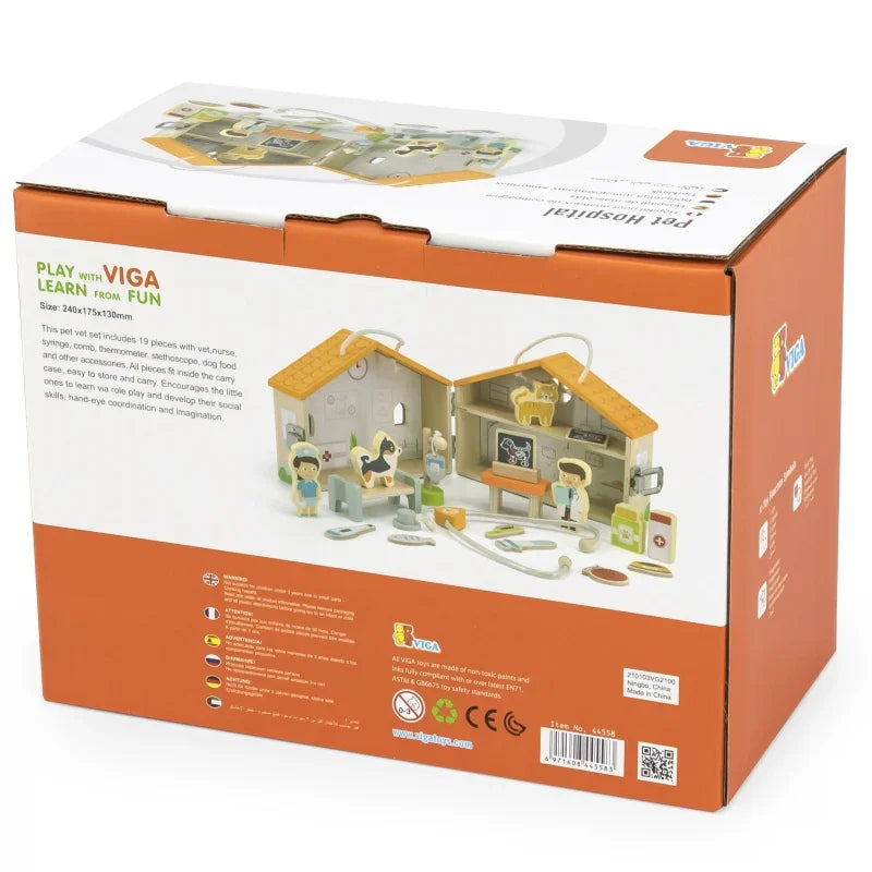 VIGA Drewniana Klinika dla zwierząt Szpital Weterynarz - zabawki-dla-dziewczynki
