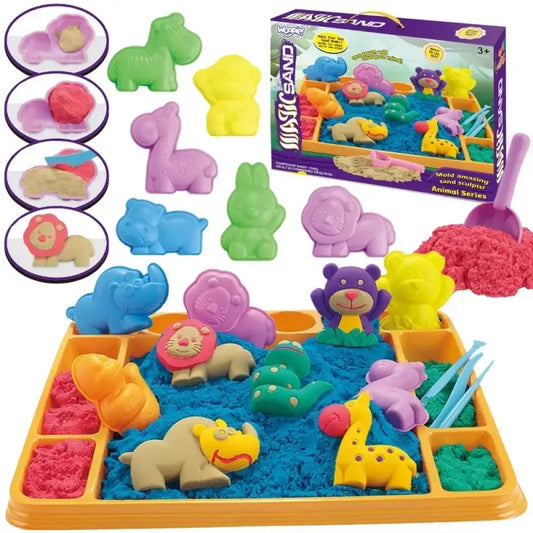 WOOPIE piasek kinetyczny 1,2 kg zestaw XL ZOO stolik z foremkami - zabawki-dla-dziewczynki