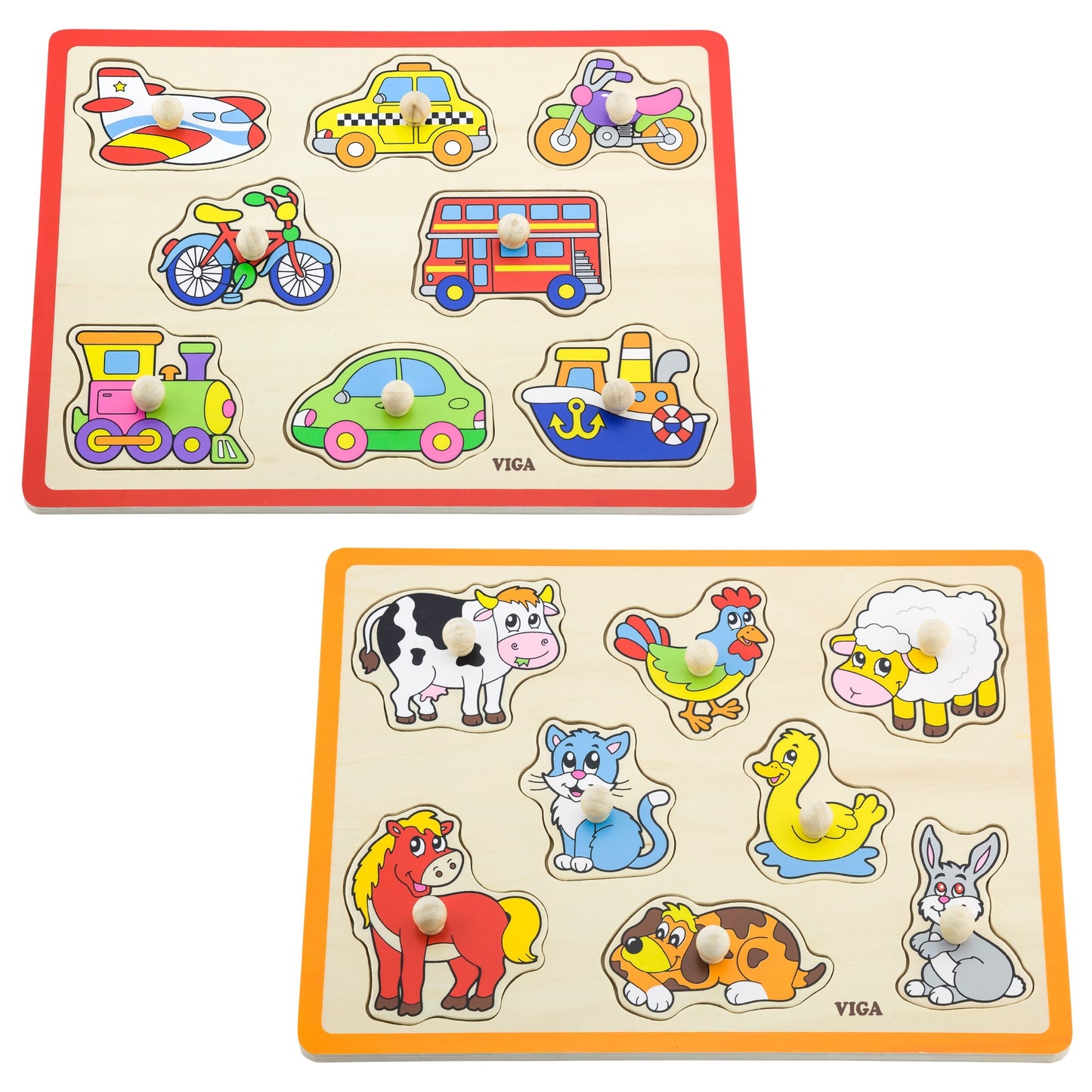 5-VIGA Drewniane Puzzle z Uchwytami i Półką 7 el.-5