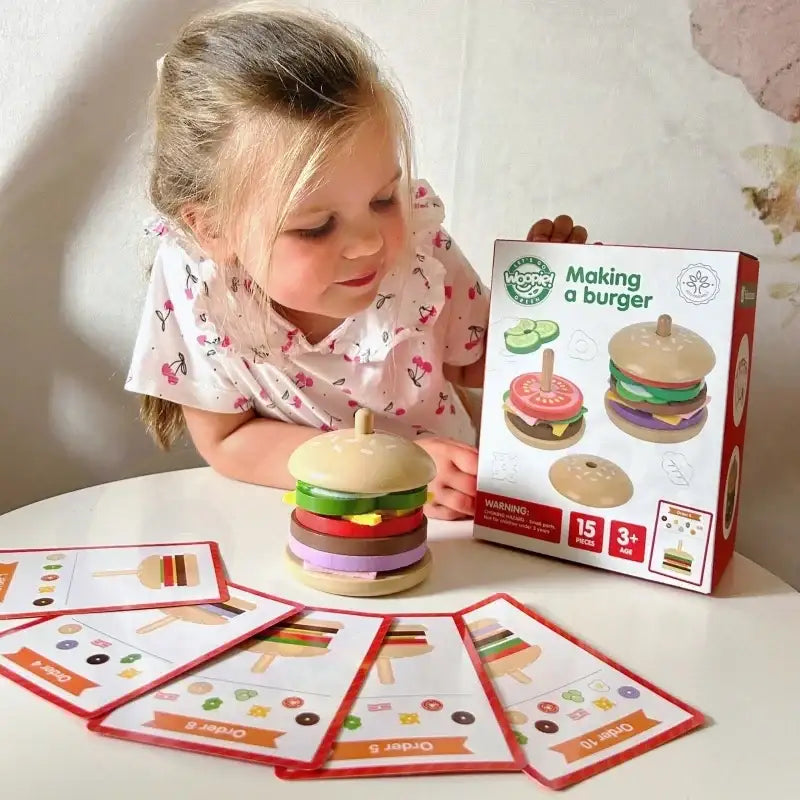 Drewniana układanka WOOPIE GREEN restauracja burger - zabawki-dla-dziewczynki