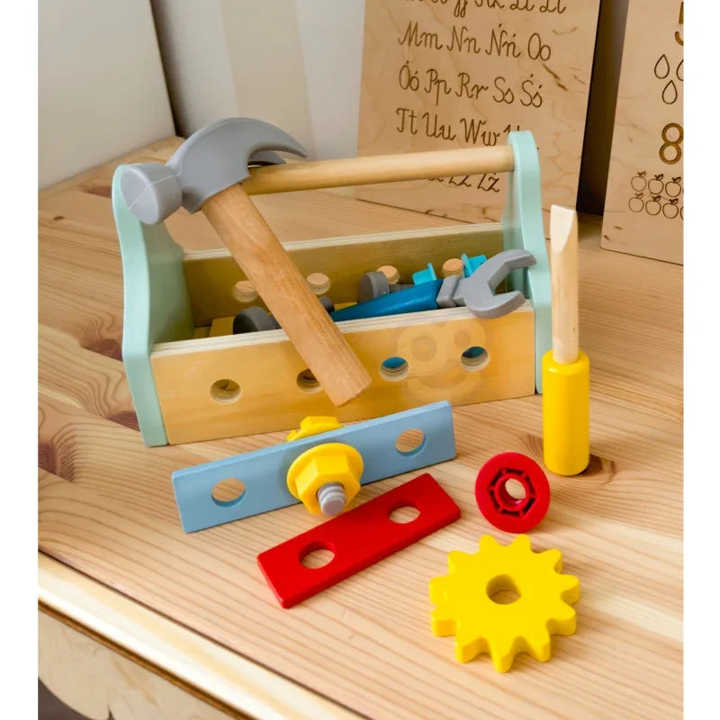 TOOKY TOY Drewniana Skrzynka z Narzędziami Zestaw 18 el. - zabawki-dla-dziewczynki