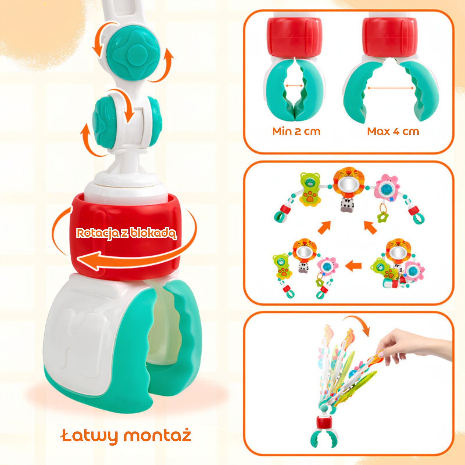 3-WOOPIE BABY Łuk Sensoryczny Do Łóżeczka I Wózka Zwierzęta Lew Niedźwiedź-3