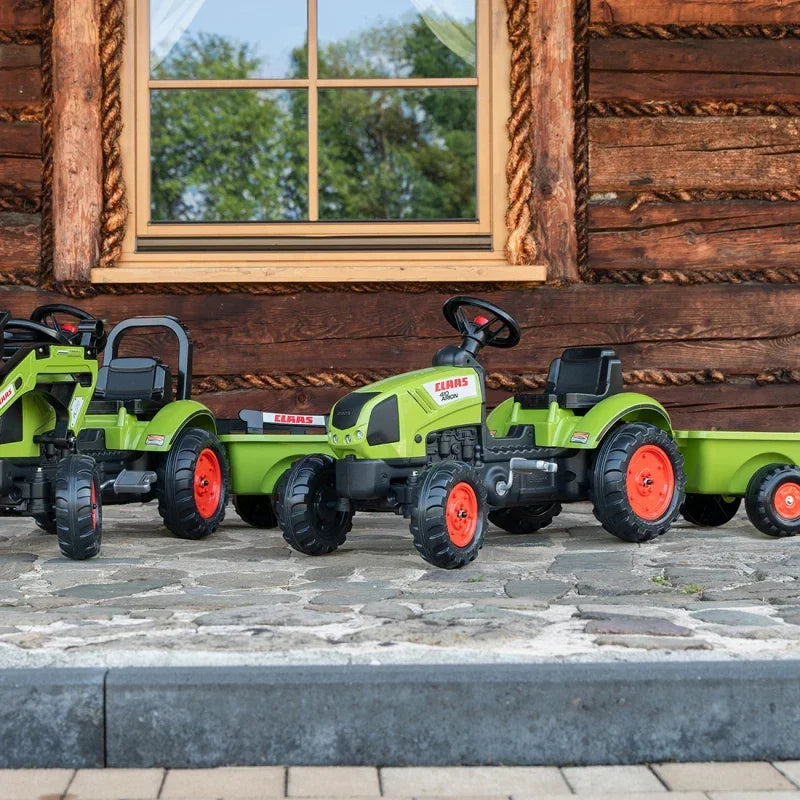 Traktor Claas FALK zielony pedałowy z przyczepą i klaksonem - zabawki-dla-dziewczynki