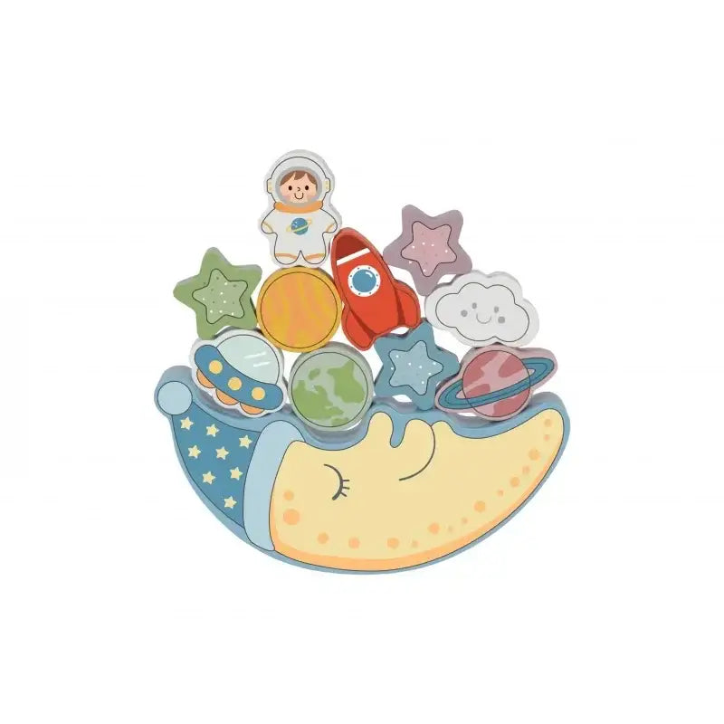 TOOKY TOY Kosmiczny Śpiący Księżyc Balansująca Układanka Drewniana Nawlekanka Montessori Kosmos - zabawki-dla-dziewczynki
