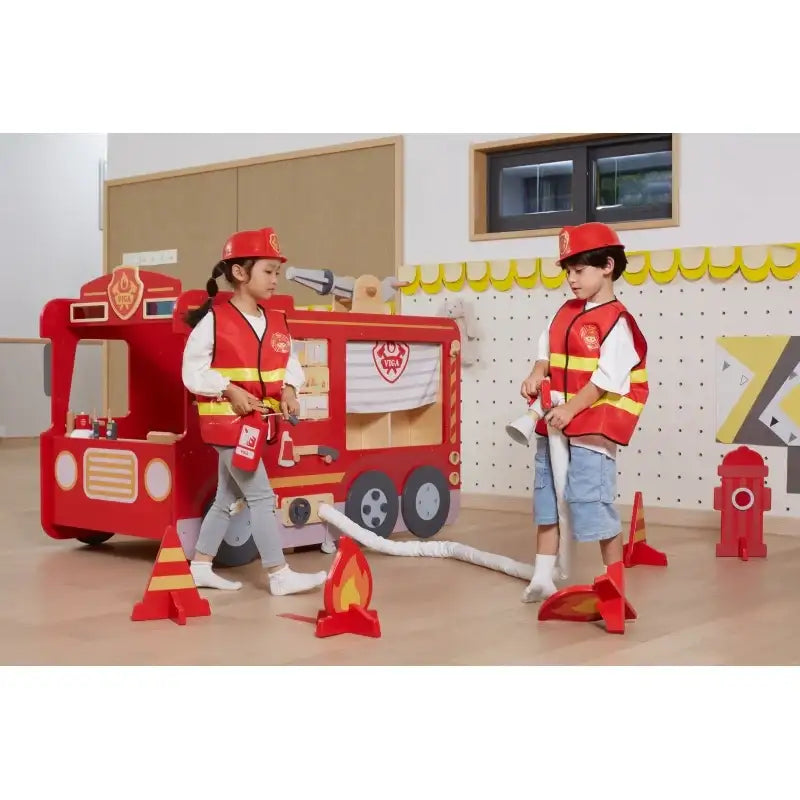 drewniany wóz strażacki VIGA Toys plac zabaw edukacyjny Montessor- zabawki-dla-dziewczynki