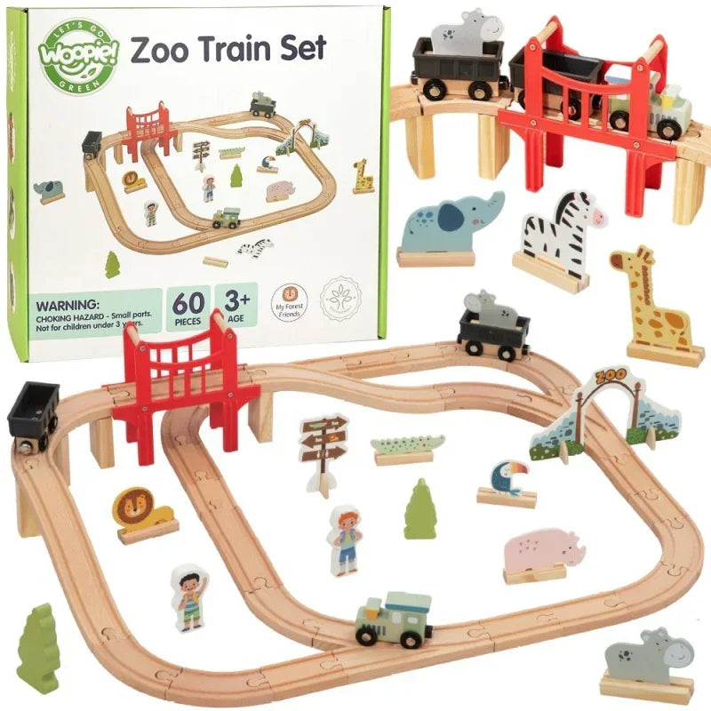 WOOPIE GREEN Kolejka ZOO drewniana zabawka edukacyjna - zabawki-dla-dziewczynki