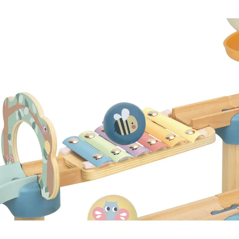 11-WOOPIE GREEN Drewniany Tor Kulkowy z Efektami Dźwiękowymi Cymbałki FSC-11