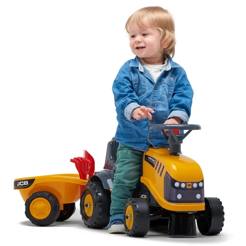 Traktorek z przyczepką FALK JCB do zabawy na świeżym powietrzu - zabawki-dla-dziewczynki